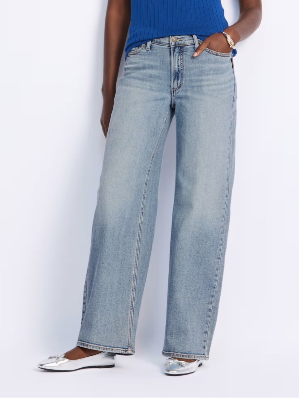 Silver Wide Leg Jeans -Brand New With Tags